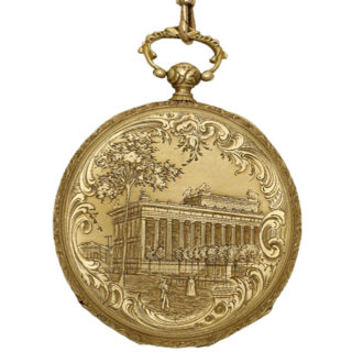 Slim Swiss gold cylinder watch with châtelaine Circa 1845