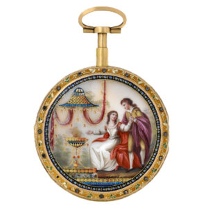 Swiss gold and enamel quarter repeating pocket watch Circa 1790