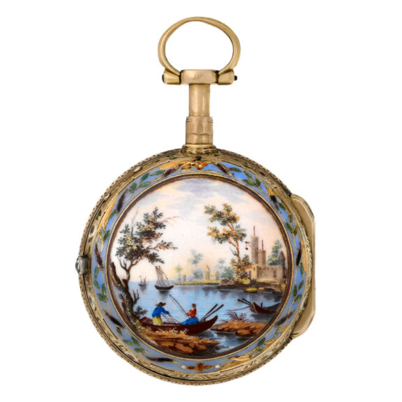 Swiss gold and enamel quarter repeating pocket watch Circa 1780