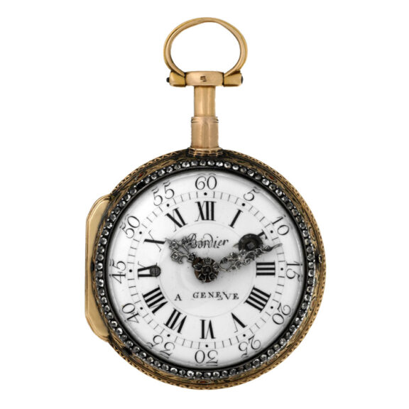 Swiss gold and enamel quarter repeating pocket watch Circa 1780 Swiss gold and enamel quarter repeating pocket watch Circa 1780