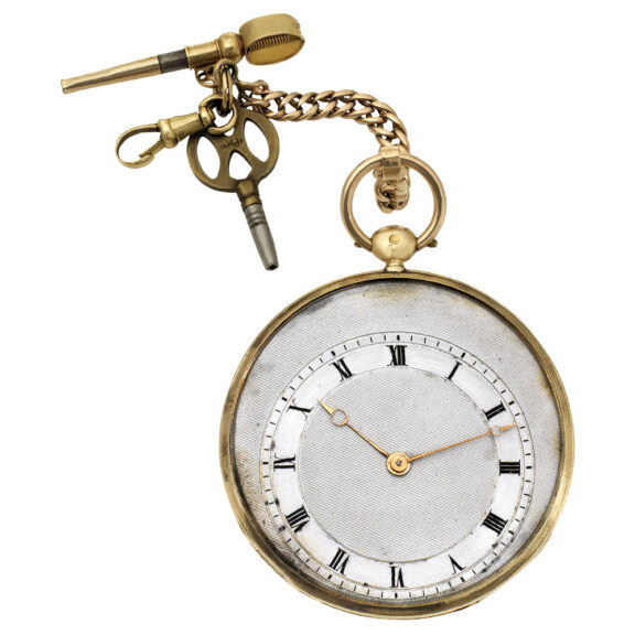 French 18 carat open faced cylinder pocket watch Circa 1820