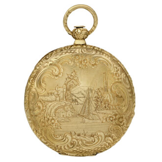 Fine Swiss gold pocket watch with taille-douce engraving Circa 1845