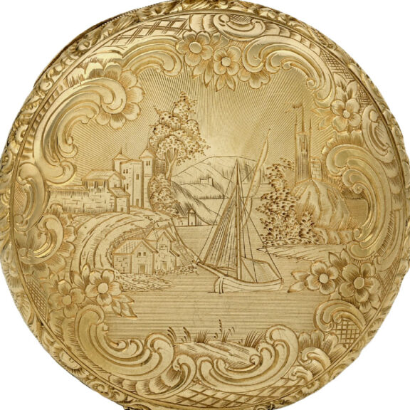 Fine Swiss gold pocket watch with taille-douce engraving Circa 1845 Fine Swiss gold pocket watch with taille-douce engraving Circa 1845