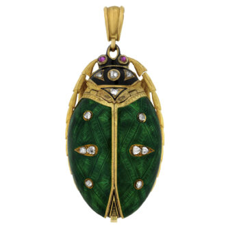Fine Swiss 18 carat gold beetle-form pendant watch Circa 1870