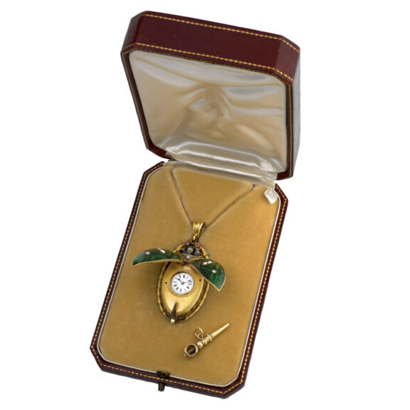 Fine Swiss 18 carat gold beetle-form pendant watch Circa 1870 Fine Swiss 18 carat gold beetle-form pendant watch Circa 1870