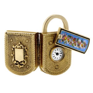 Swiss gold form watch in the shape of a padlock Circa 1860