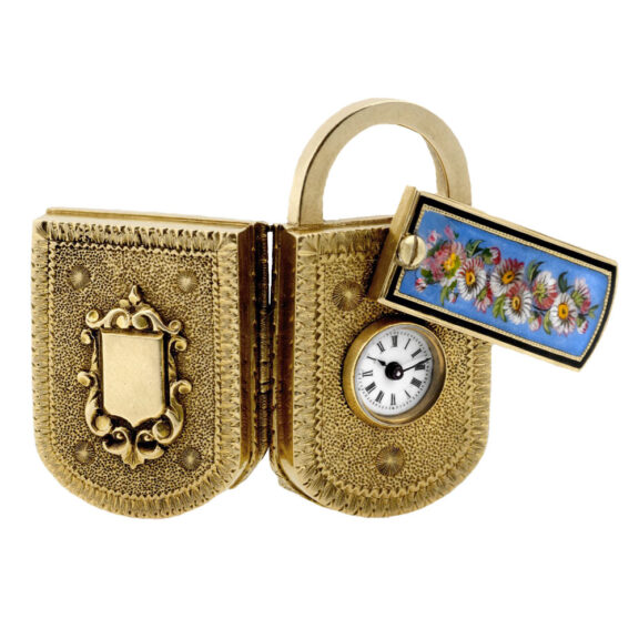 Swiss gold form watch in the shape of a padlock Circa 1860