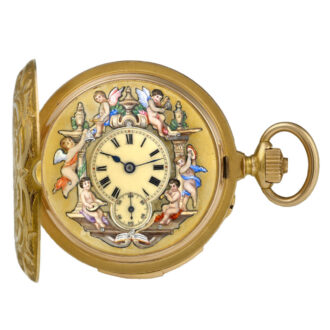 Swiss gold carillon with four automaton jacks Circa 1890