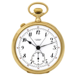 Swiss 14K gold watch with split-seconds chronograph Circa 1900