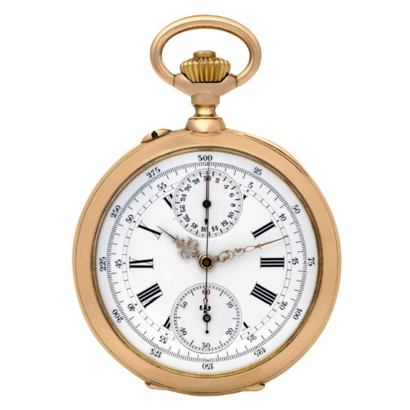 Swiss gold watch with chronograph and register Circa 1880