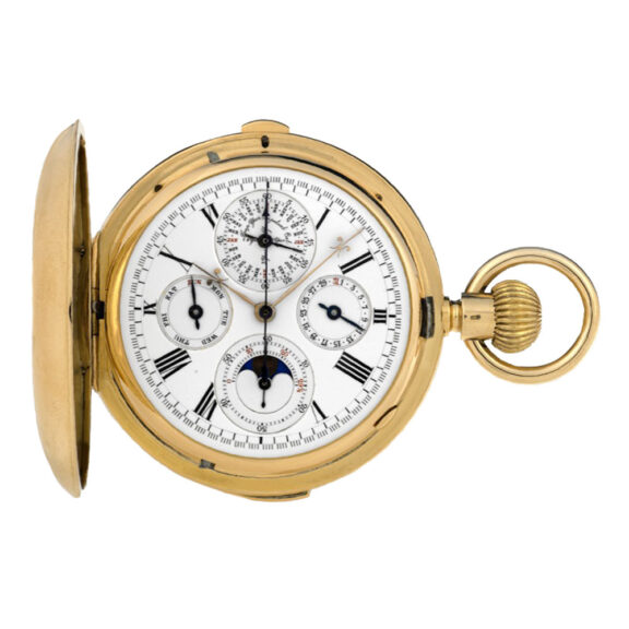 Swiss gold carillon watch with eight complications Circa 1895