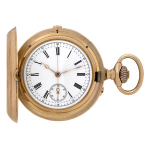 Swiss gold lever pocket watch with chronograph Circa 1900