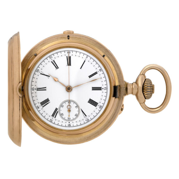 Swiss gold lever pocket watch with chronograph Circa 1900 Swiss gold lever pocket watch with chronograph Circa 1900