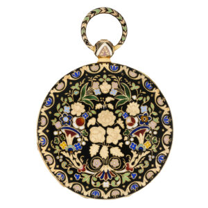 Decorative French gold and champlevé enamel pocket watch Circa 1830