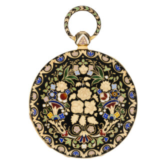 Decorative French gold and champlevé enamel pocket watch Circa 1830