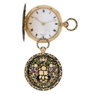 Decorative French gold and champlevé enamel pocket watch Circa 1830