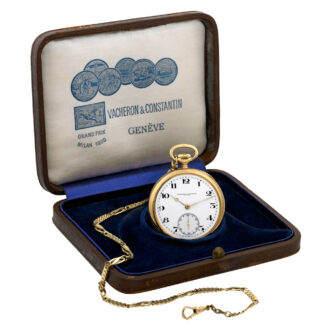 Swiss 18K yellow gold dress watch with long chain Circa 1939