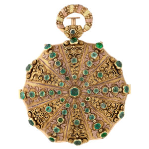 Swiss gold and emerald granulation decorated pocket watch Circa 1830