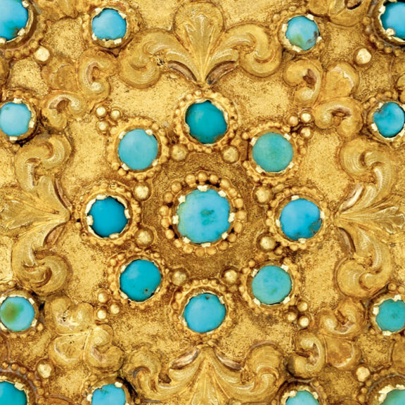 Swiss 18K gold and turquoise-set pocket watch Circa 1830 Swiss 18K gold and turquoise-set pocket watch Circa 1830