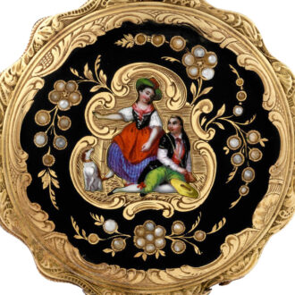 Swiss gold, enamel and pearl-set lady's pendant watch Circa 1850