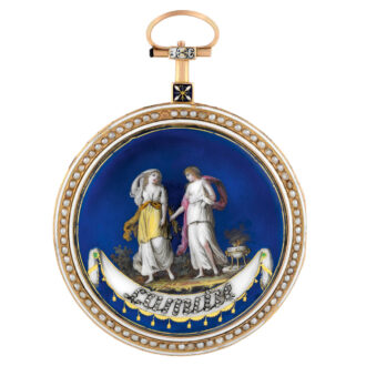 French 18K gold, enamel, diamond and pearl-set pocket watch Circa 1795