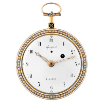 French 18K gold, enamel, diamond and pearl-set pocket watch Circa 1795