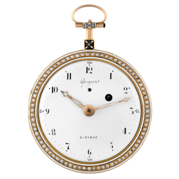 French 18K gold, enamel, diamond and pearl-set pocket watch Circa 1795 French 18K gold, enamel, diamond and pearl-set pocket watch Circa 1795