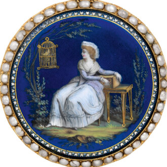 French 18K gold, enamel and pearl-set pocket watch Circa 1790