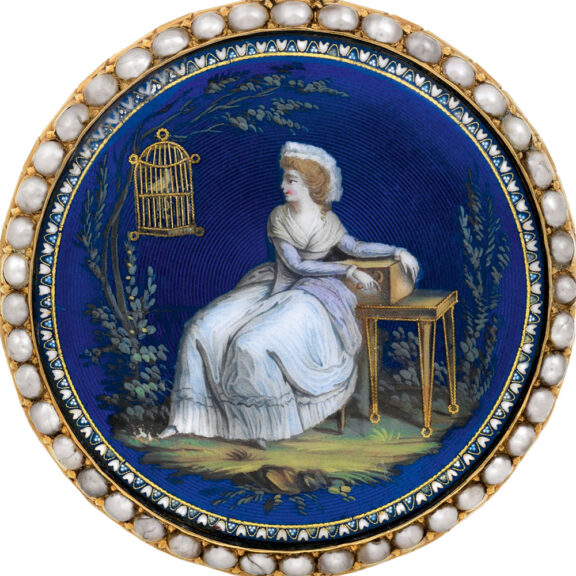 French 18K gold, enamel and pearl-set pocket watch Circa 1790 French 18K gold, enamel and pearl-set pocket watch Circa 1790