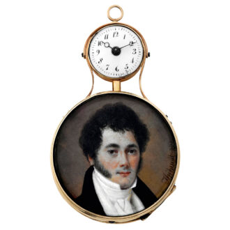 French gold mystery miniature portrait pendant watch Circa 1810