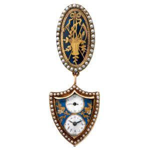 Rare Swiss gold shield-shaped brooch pendant watch Circa 1800
