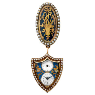 Rare Swiss gold shield-shaped brooch pendant watch Circa 1800