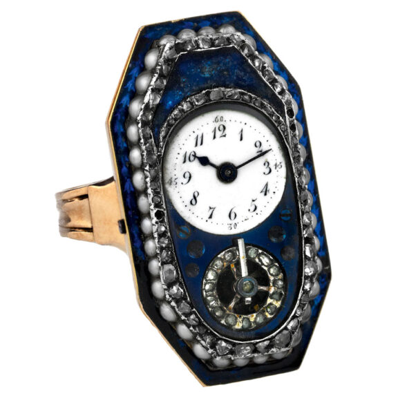 Extremely rare Swiss 18K gold octagonal ring watch Circa 1810