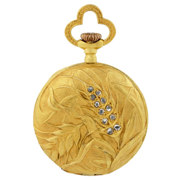 Swiss gold and diamond hunting cased pendant watch Circa 1900
