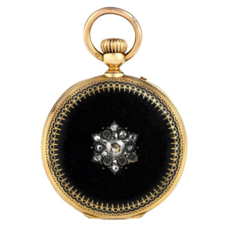 Swiss gold and enamel watch decorated with diamond star Circa 1895