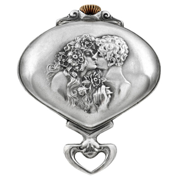 Highly unusual Swiss silver fan shaped pocket watch Circa 1903
