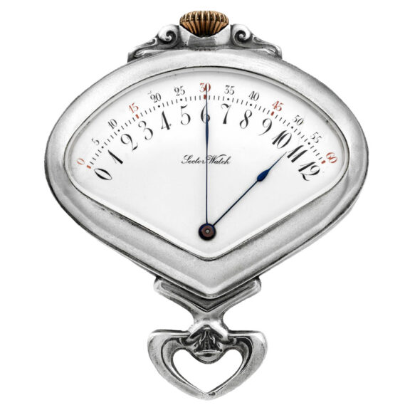 Highly unusual Swiss silver fan shaped pocket watch Circa 1903 Highly unusual Swiss silver fan shaped pocket watch Circa 1903