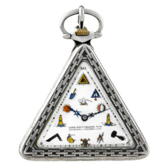 Swiss silver triangular keyless lever Masonic watch Circa 1930