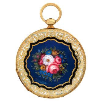 Swiss gold and enamel hunting cased pocket watch Circa 1840