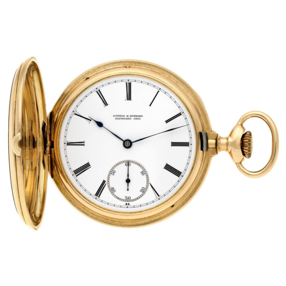 Swiss 18K yellow gold hunting cased pocket watch Circa 1890