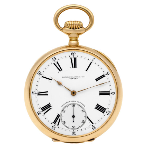 Swiss 18K pink gold Chronometro Gondolo pocket watch Circa 1907