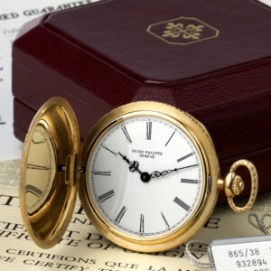 Swiss 18K yellow gold hunting cased keyless pocket watch Circa 1980