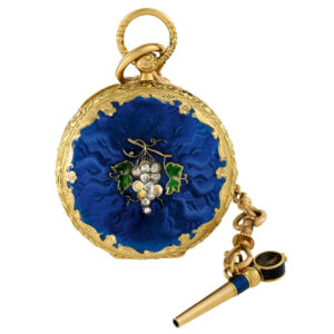 Swiss gold, enamel and diamond hunting cased watch Circa 1850