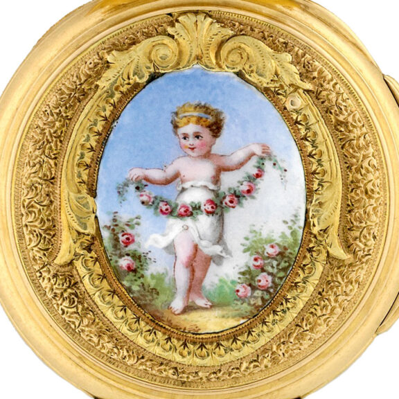 Gold Swiss watch with detachable gold bow brooch Circa 1875 Gold Swiss watch with detachable gold bow brooch Circa 1875