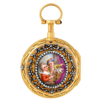 French gold, enamel and diamond verge pocket watch Circa 1780