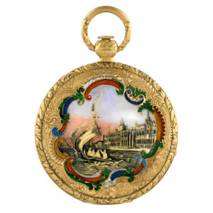 Fine Swiss 18K gold and enamel lady's pendant watch Circa 1835