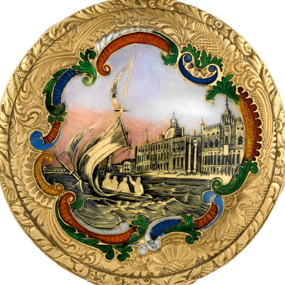 Fine Swiss 18K gold and enamel lady's pendant watch Circa 1835 Fine Swiss 18K gold and enamel lady's pendant watch Circa 1835