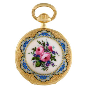 Elegant Swiss gold half hunting cased pendant watch Circa 1880