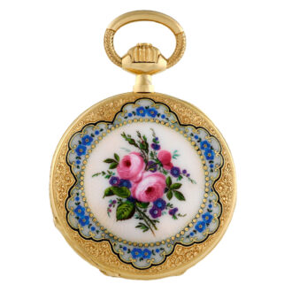 Elegant Swiss gold half hunting cased pendant watch Circa 1880