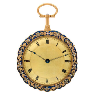 Magnificent Swiss gold, pearl set and enamel clockwatch Circa 1820